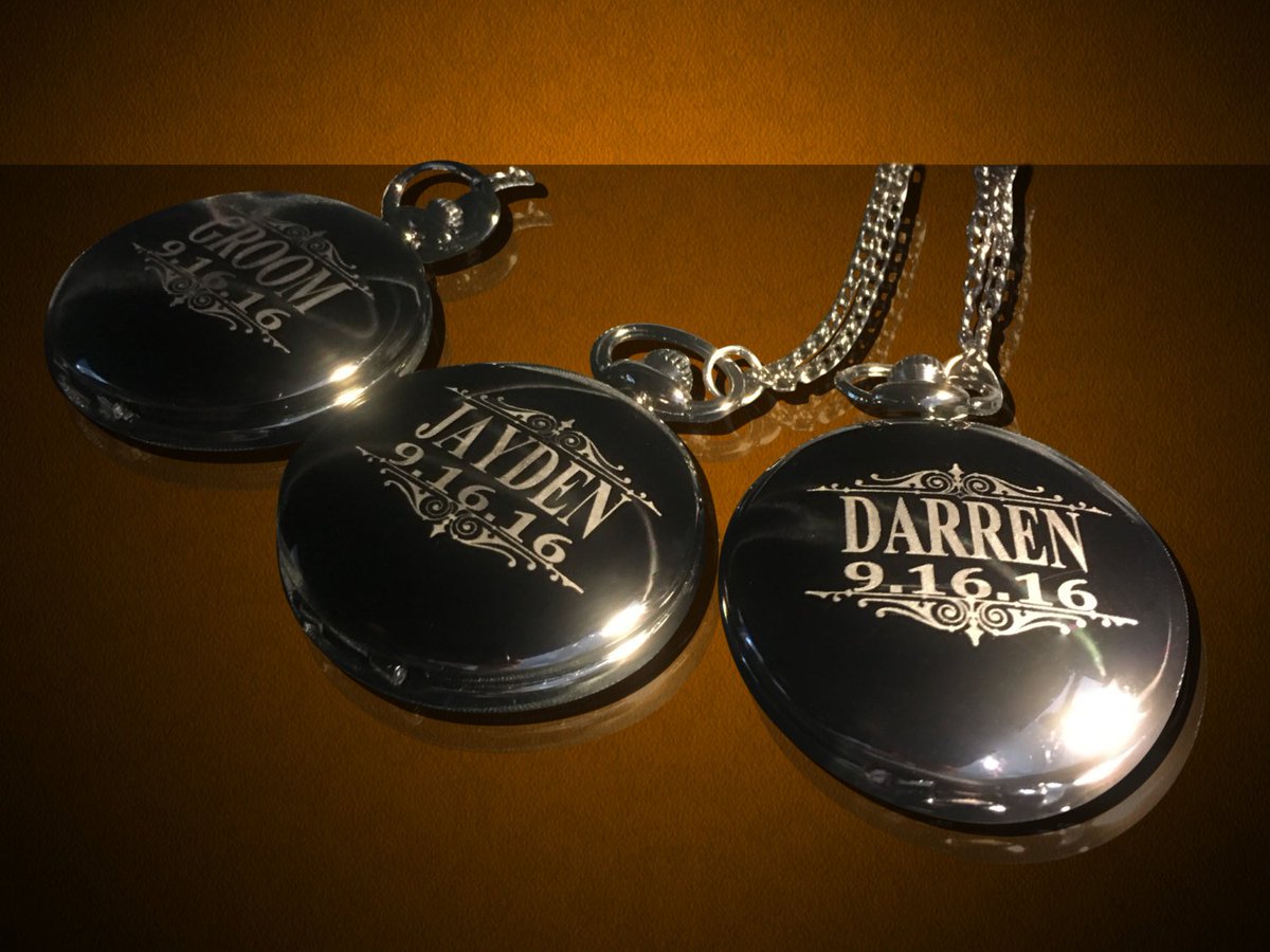 WeddingWidget's tweet image. Groomsmen gift - 4 Personalized Silver Pocket watches - Groom… etsy.me/2j8PV1Y #MyNewTag #CustomEngravedGift