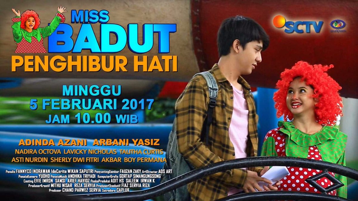 "<a href="/SCTV_/">SCTV</a>: Jangan lupa saksikan #FTVSCTV Miss Badut Penghibur Hati bersama <a href="/dindazani4/">Adinda R A Azani</a> dan <a href="/arbaniyasiz/">Arbani Yasiz</a> pkl 10.00 WIB "