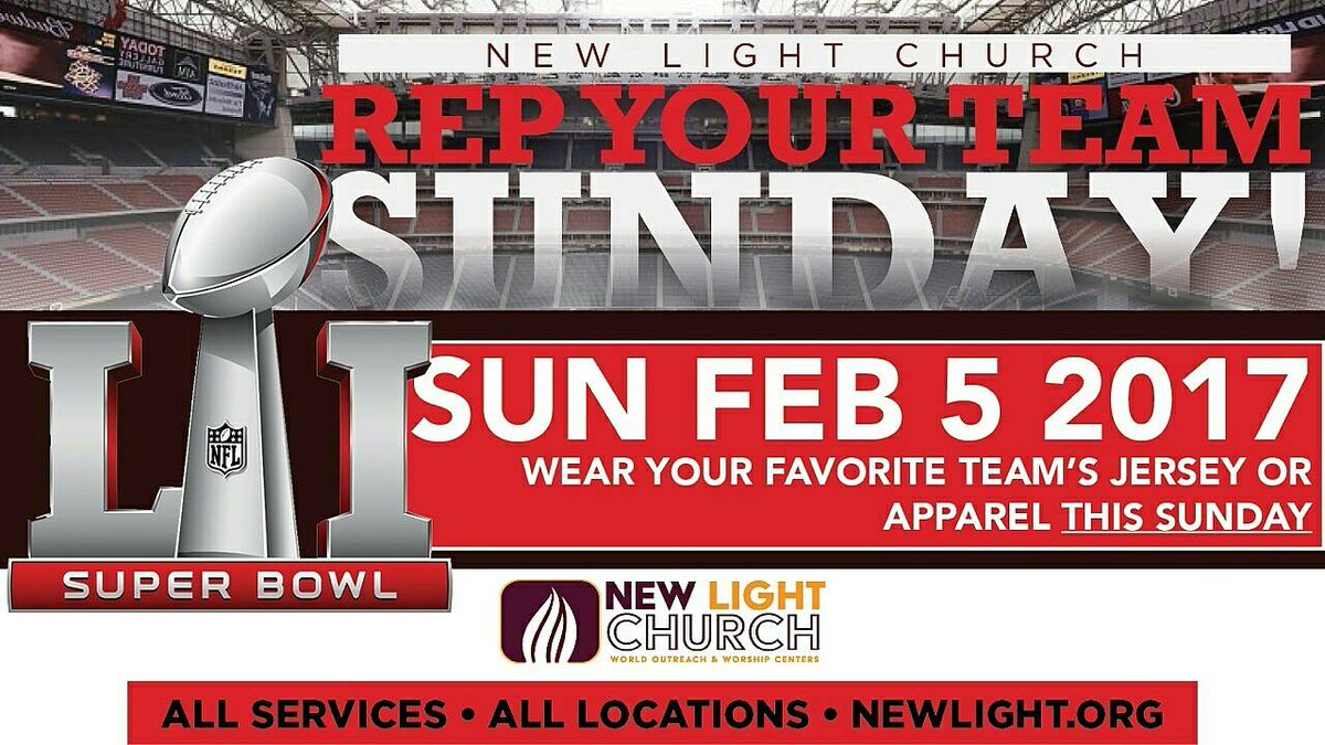 ouRlifeym's tweet photo. Rep your favorite team tomorrow @newlightcc by wearing your favorite jersey for "Rep Your Team Sunday" at the Light! #ILoveNLC https://t.co/HZzdCIrN1A
