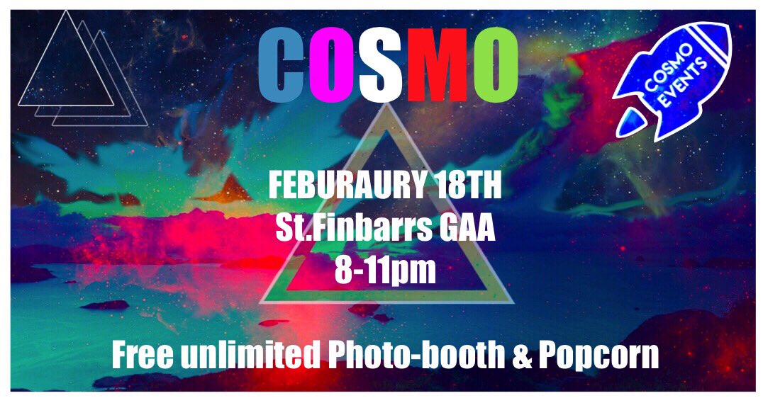 CorkCosmo's tweet photo. TICKETS RUNNING REALLY LOW! Get them online now https://t.co/jZLzB9nPMM #RT this tweet to win 2 free tickets to Cosmo!! #CosmoEventsCork 🚀😍👌 https://t.co/kxZn87Bmk9