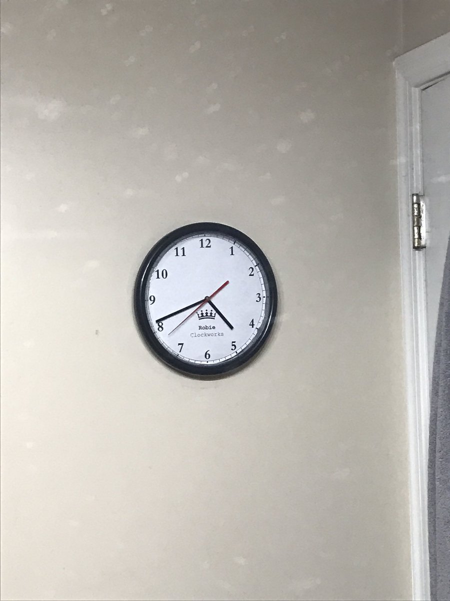 drobie22's tweet photo. Inspired by @donttrythis, I made my bathroom clock work and look backwards - we only see it through the bathroom mirror anyways. https://t.co/3IMsYGz3b9