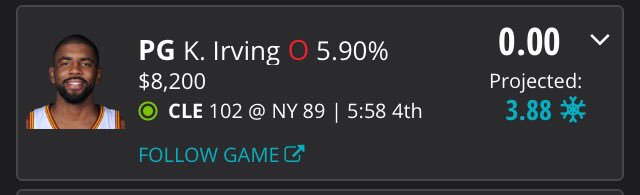 mckc514's tweet photo. @JeffKCollins @Rad_Thad1 @BryceMauro Kyrie gonna get me these projected 3 pts right? https://t.co/PEPDiIEAxa