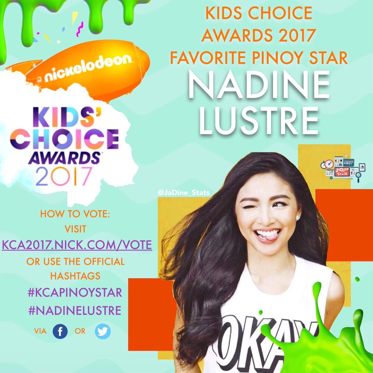 JaDine_Stats's tweet photo. NADINE LUSTRE FOR KCAS 2017 FAVORITE PINOY STAR! 

LETS VOTE: https://t.co/FXVDvcSrRq

LETS TWEET: #KCAPinoyStar #NadineLustre https://t.co/oolXYO0PRl