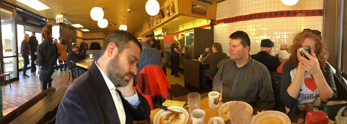 FiddlerBeckyB's tweet photo. Prepping for today's photoshoot over @WaffleHouse breakfast. @SPBGMAmusic @BluegrassMuseum @Bluegrass_Dan #ProfDan #SonicCJ #BullerBuller https://t.co/puIeUCjKYC