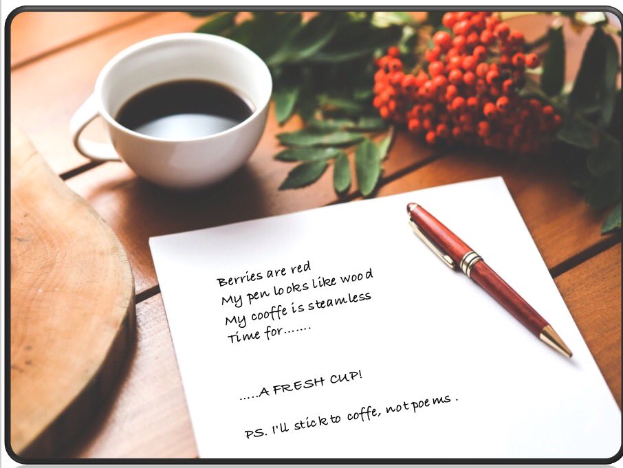 RickusAllen's tweet photo. Time for a fresh cup? #Coffee #FreshCup #Poetry https://t.co/UGMTXmChnz