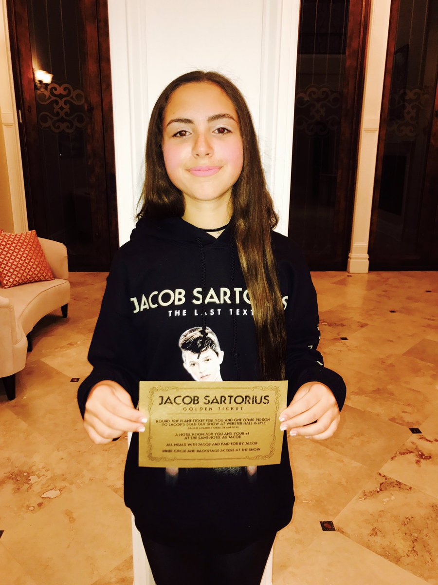 jacobsartorius's tweet photo. Congrats to my girl Joy for being the 1st GOLDEN TICKET winner!! There's still 4 out there!! Get yours at https://t.co/UrQfa4MoSS 🙌🏼 https://t.co/gEF5dMDtoo