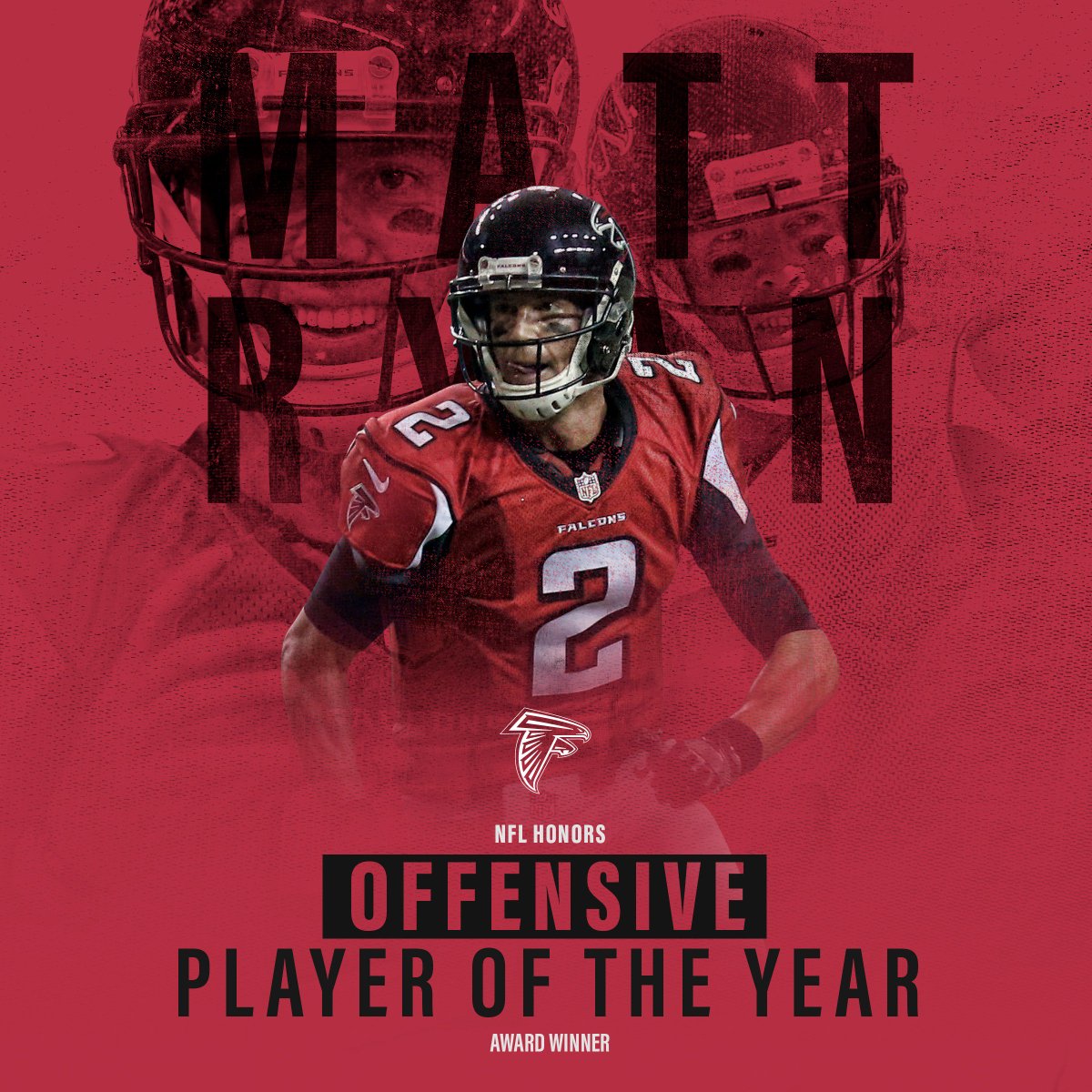 AtlantaFalcons's tweet photo. Congratulations to the Offensive Player of the Year, Matt Ryan!

#NFLHonors https://t.co/NU7BTMrXsA
