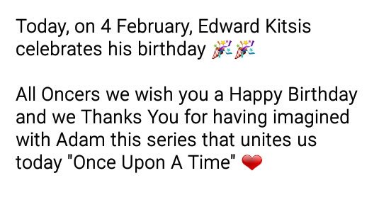 Happy birthday Edward Kitsis and thank you for this magic series   