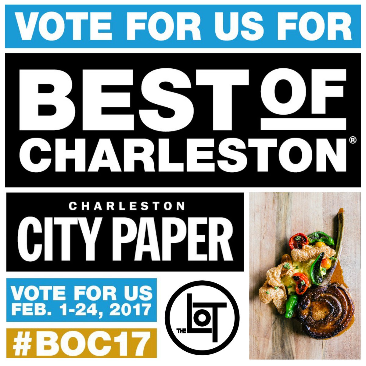We've been nominated Best James Island Restaurant! Show your love and vote for us now--> chscp.co/BestOfEat

#BOC17 <a href="/ChasCityPaper/">Charleston City Paper</a>