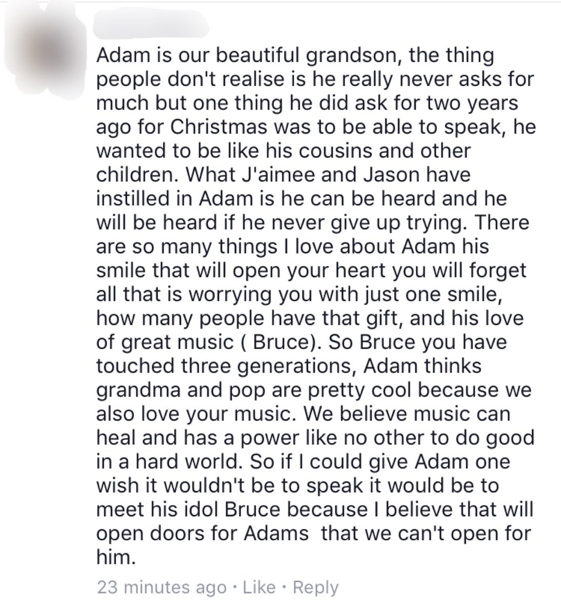 AdamMeetTheBoss's tweet photo. A message from Adam's grandma &amp; pop #HelpAdamMeetTheBoss @springsteen @nilslofgren @StevieVanZandt @frontiertouring @ShoreFire @couriermail https://t.co/IepqmPYkbz
