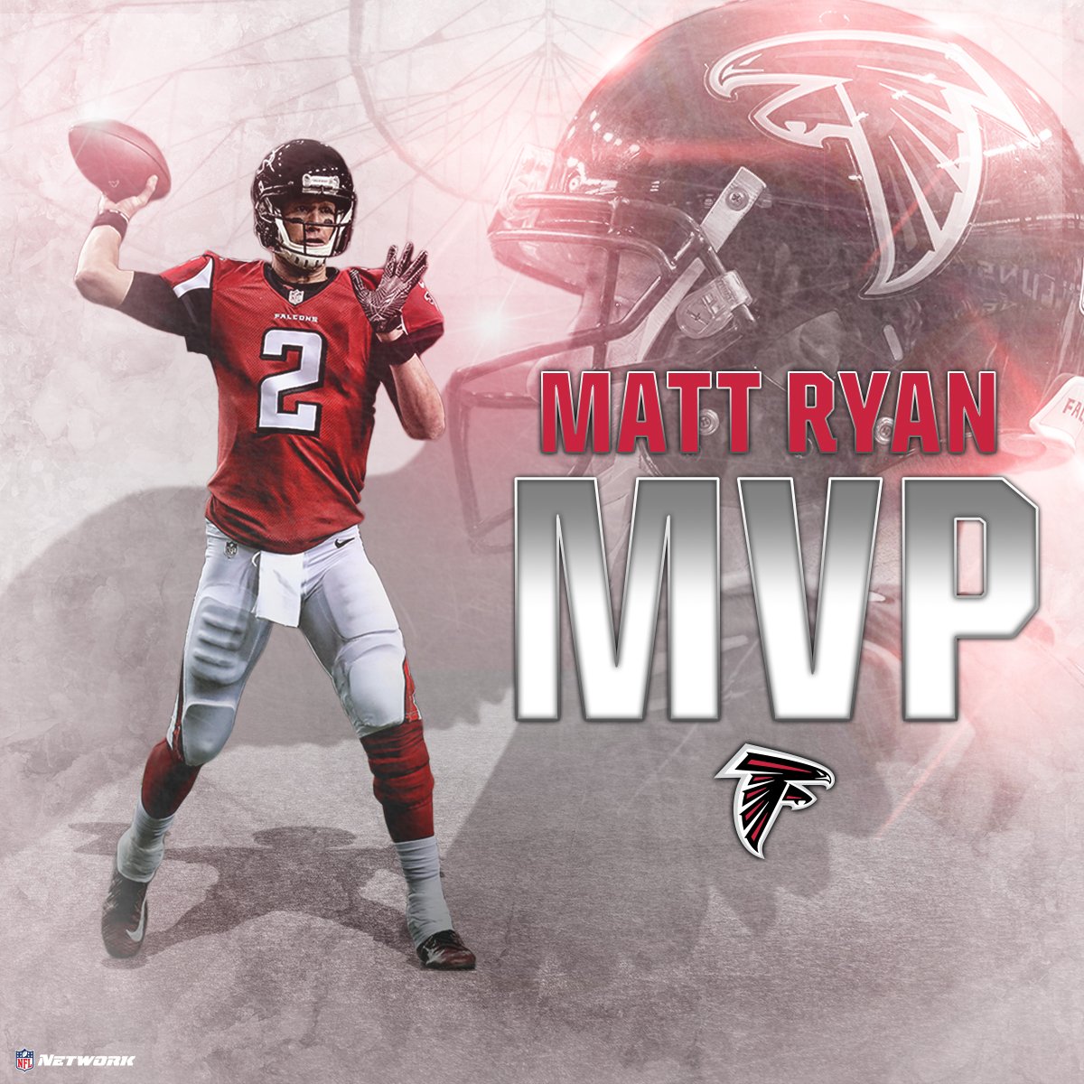nflnetwork's tweet photo. The 2016 Most Valuable Player of the League: Matt Ryan. 🏆

Well deserved, Matty Ice! #NFLHonors https://t.co/Px0DLLroMD