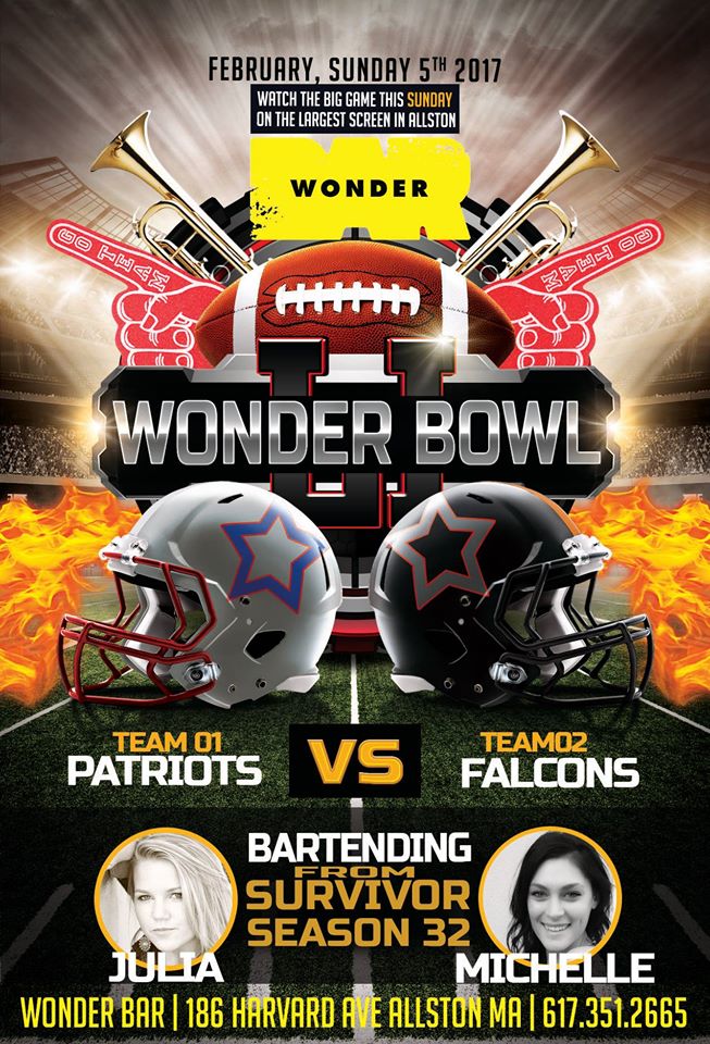 WonderBarBoston's tweet photo. #allston #boston #bar #party#events #bostonevents #allstonevents #superbowl #superbowlparty #football #superbowl2017 https://t.co/RHYVnGP2gJ