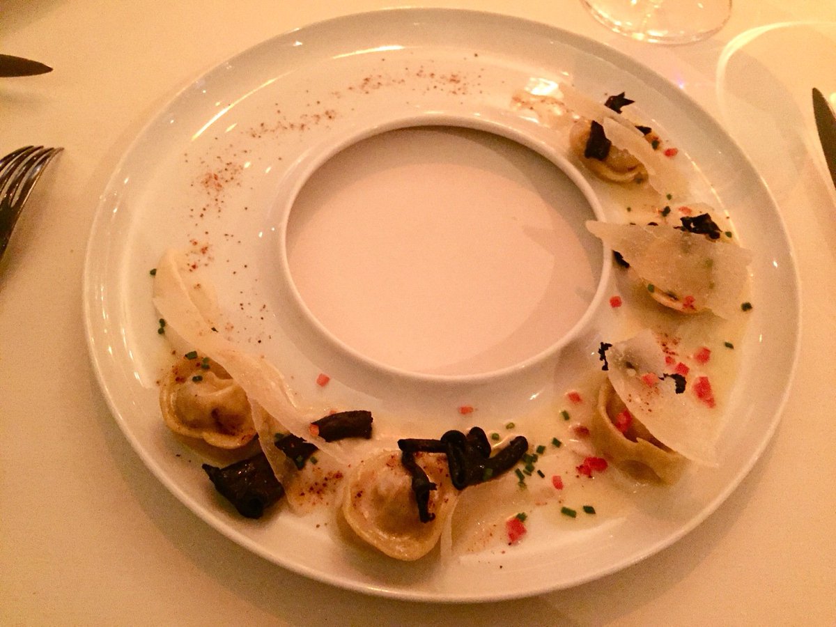 eatnowrunlater's tweet photo. Duck confit tortellini with black trumpet, scallions and parmesan cream @MarcelsBeckDC #marcelsdc #dc #fancy https://t.co/p2e8FUAIEE