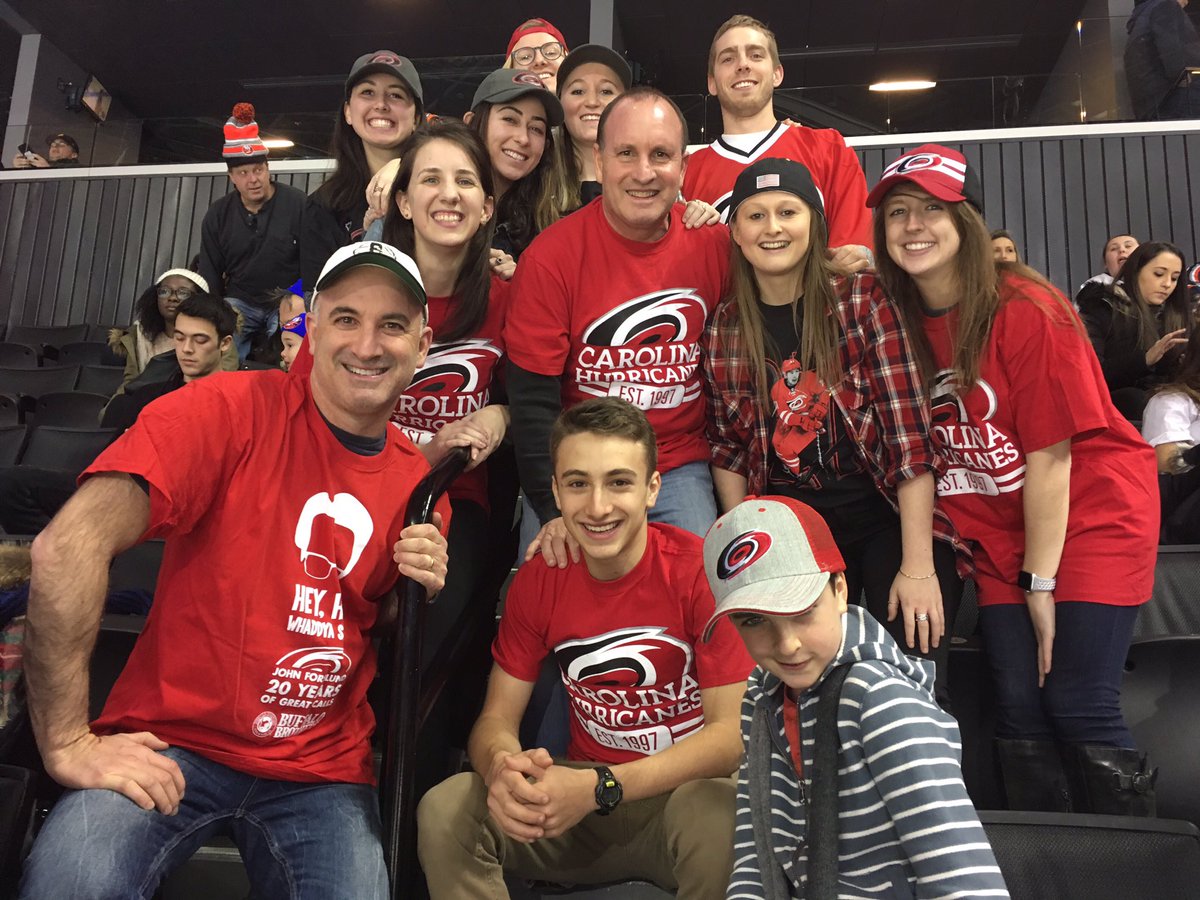Canes's tweet photo. Hey, we know him! @PNCArena Dir. of Premium Services Jonathan K. is at tonight's game with 14 of his family members. #Redvolution #CARvsNYI https://t.co/RlTxANztm6