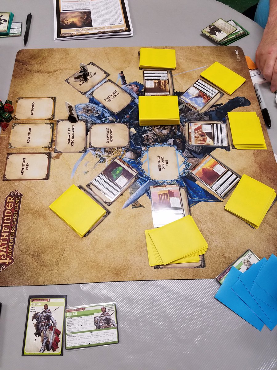 blerdwords's tweet photo. Playing #Pathfinder Adventure Card game at #FlintCon #imapaladin #nerdlife @paizopublishing https://t.co/c3p7uT9ut3