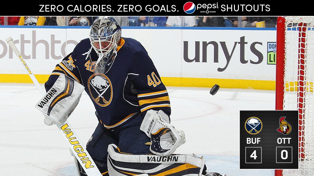 BuffaloSabres's tweet photo. They've got nothing.

It's a @Pepsi shutout for Robin Lehner. His 1st of the season. https://t.co/8ARUlSU2kd