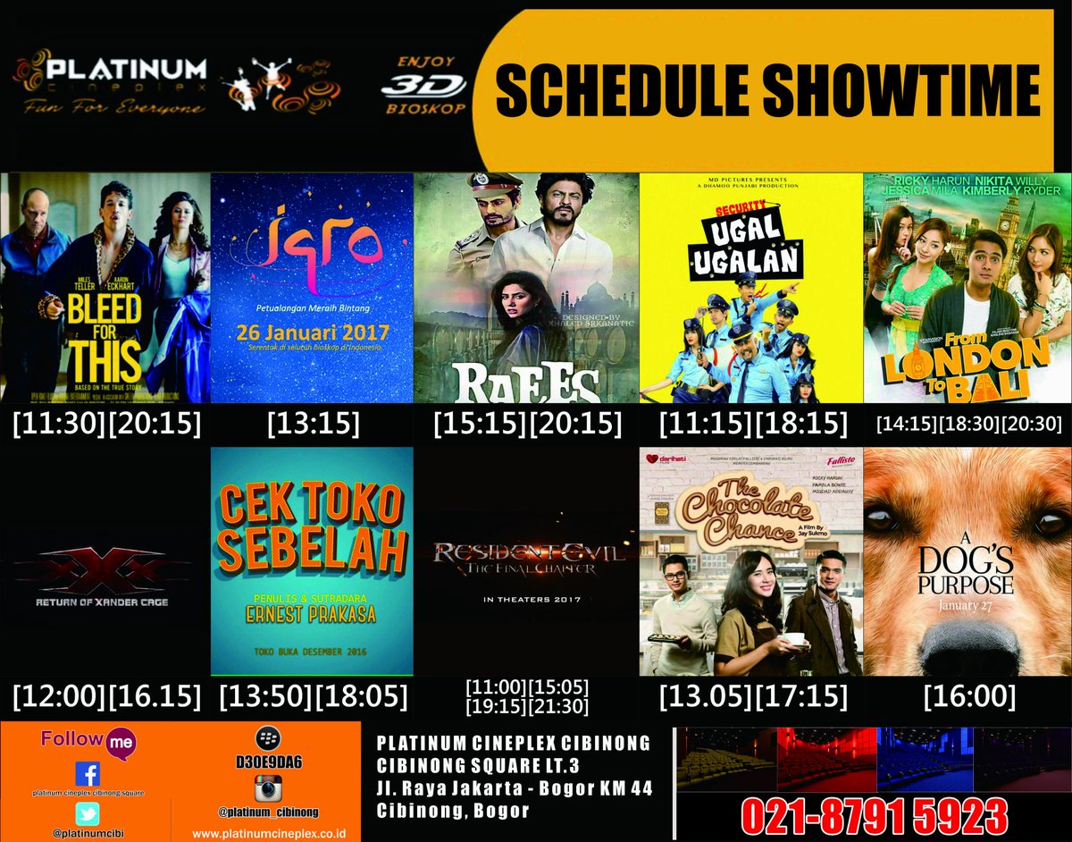 selamat pagi 
yuk mampir ke bioskop Platinum Cineplex cibinong 
mimin kasih jadwal 5 februari 2016