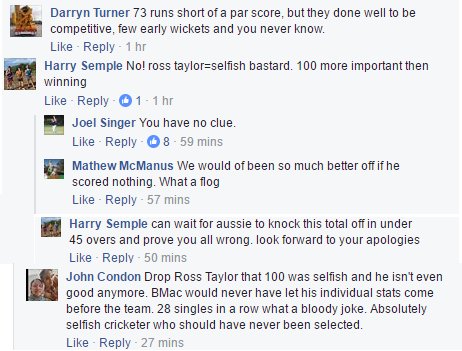 VOSCommenters's tweet image. 350 is apparently a par total in ODI cricket now, and it is Ross Taylor's fault that NZ didn't get there.