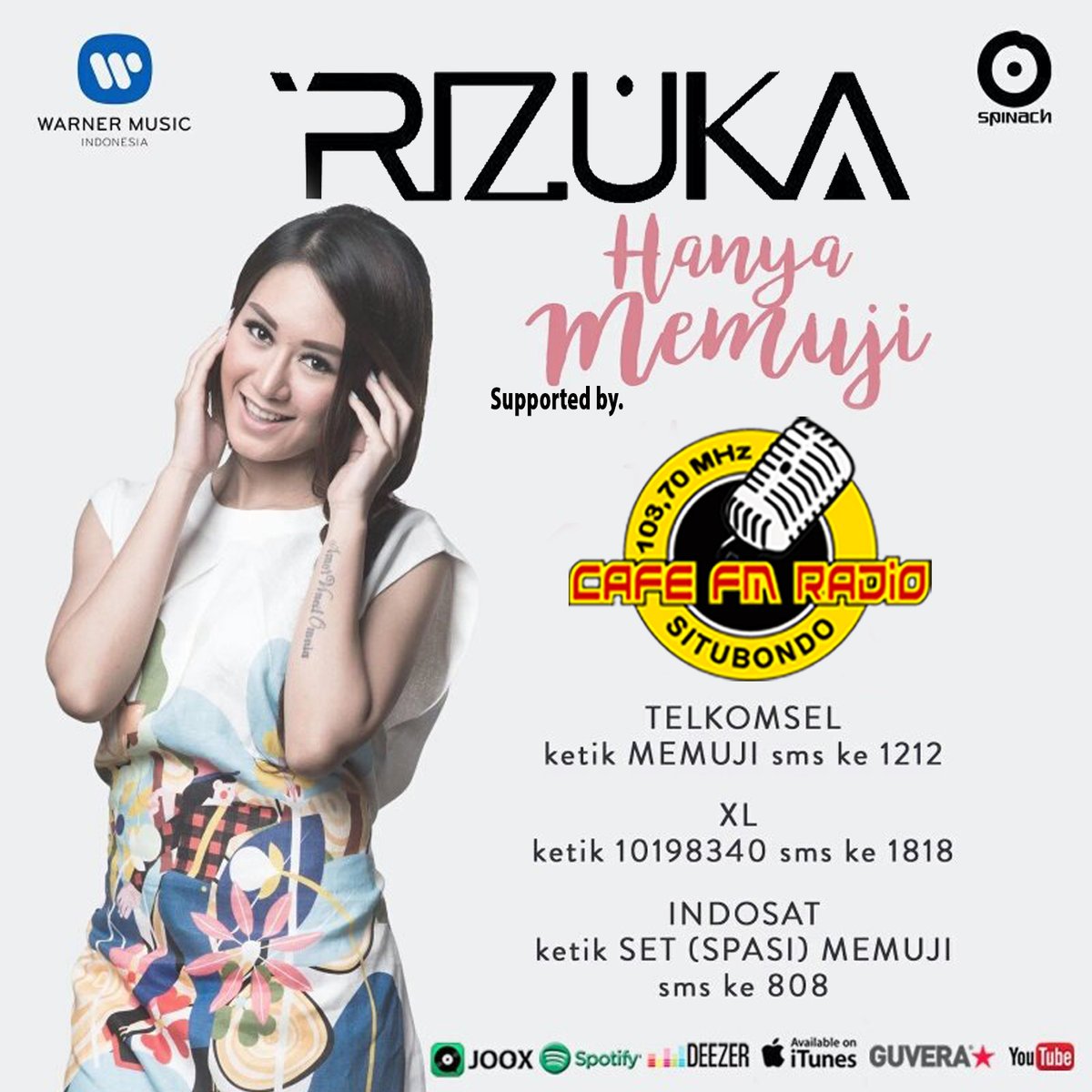 CafeFMSit's tweet photo. #DIPUTAR #TOPPOP1 Wow #3Minggu #JawaracafetopHits @rizuka_amor HanyaMemuji #CAFETOPHITS10 cc. @WarnerMusicID MD @HendraHardiy https://t.co/ZDGg001Vb6