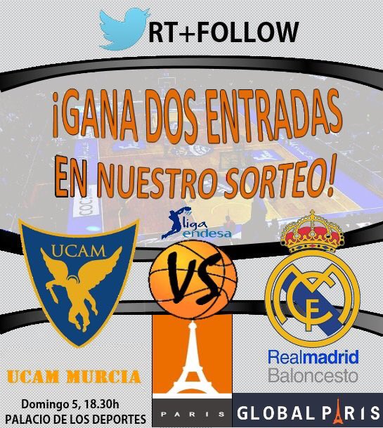 desguaceparis's tweet photo. GANA 2 ENTRADAS para este partidazo de #LigaEndesa entre @UCAMMurcia-#rmbaloncesto en #Murcia RT+FOLLOW.¡PARTICIPA! @DesguaceParis https://t.co/ahyAECfowM