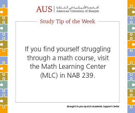 AUSharjah's tweet photo. #StudyTipoftheWeek from the American University of Sharjah Academic Support Center. https://t.co/kHchVNWWcZ
