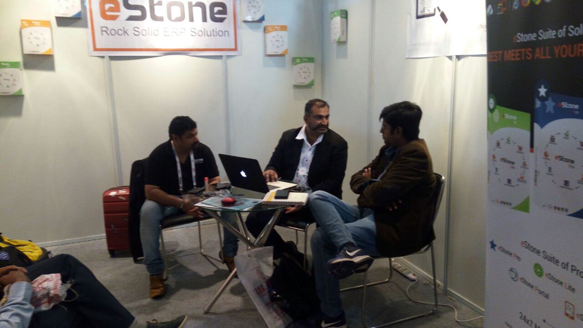 estoneerp's tweet photo. eStone Team busy facilitating Customers about @eStoneERP &amp; #SAPBusinessOne at #StoneMart2017 @stonemart_india @anil_marali @ManojSherman https://t.co/kHg4tNnYKo