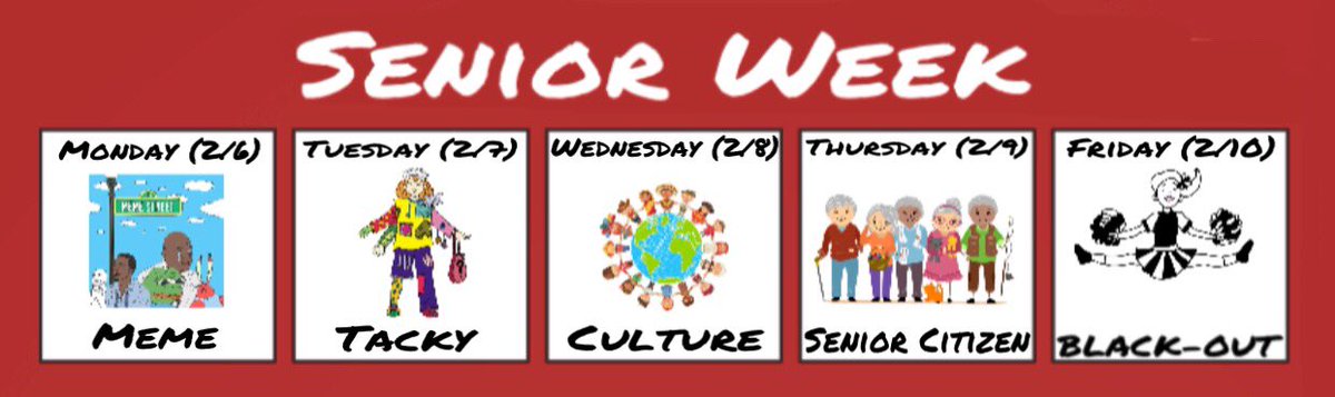 WAMM17's tweet photo. Here is the schedule for our senior spirit week. 😛 https://t.co/UpdIrRwOAe
