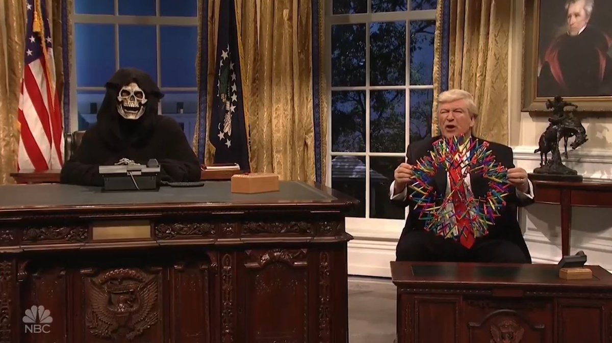ABC's tweet image. Melissa McCarthy skewers Sean Spicer, Baldwin reprises Trump role, Bannon portrayed as Grim Reaper on "SNL"  abcn.ws/2laPKoA