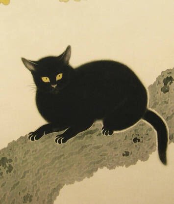 sakuranotabi's tweet photo. そう言えば、山麓の家の裏庭に
菱田春草の絵みたいな黒猫がいたっけ。画集を見て思い出した(笑) https://t.co/QHL6MgsEWH