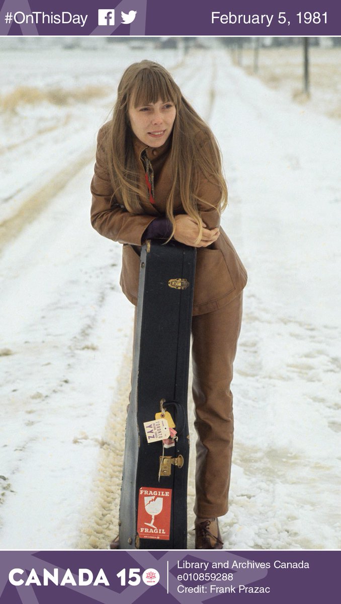 LibraryArchives's tweet photo. #OnThisDay 1981: Folk singer #JoniMitchell is inducted into the #CanadianMusicHallOfFame #Canada150 https://t.co/SMmTSedat1 https://t.co/xwX8SN1ymX