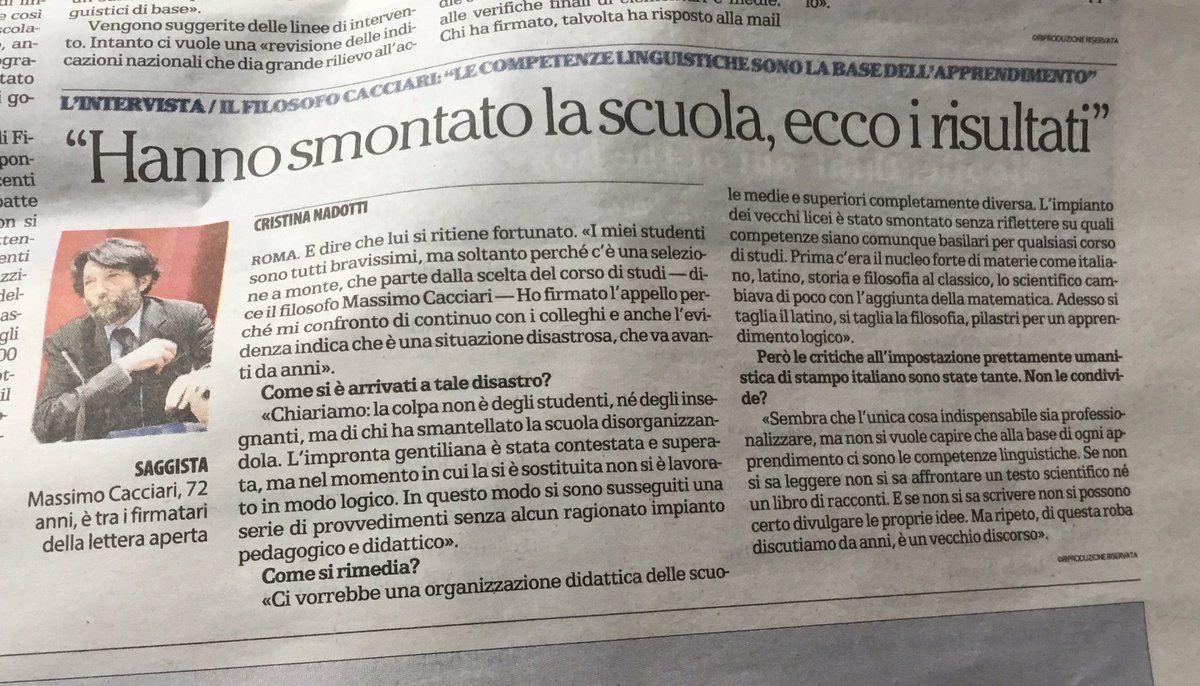 twittfilosofici's tweet photo. L'importanza delle competenze linguistiche nel processo di apprendimento.
Massimo Cacciari @repubblicait https://t.co/Q7RTj13boB