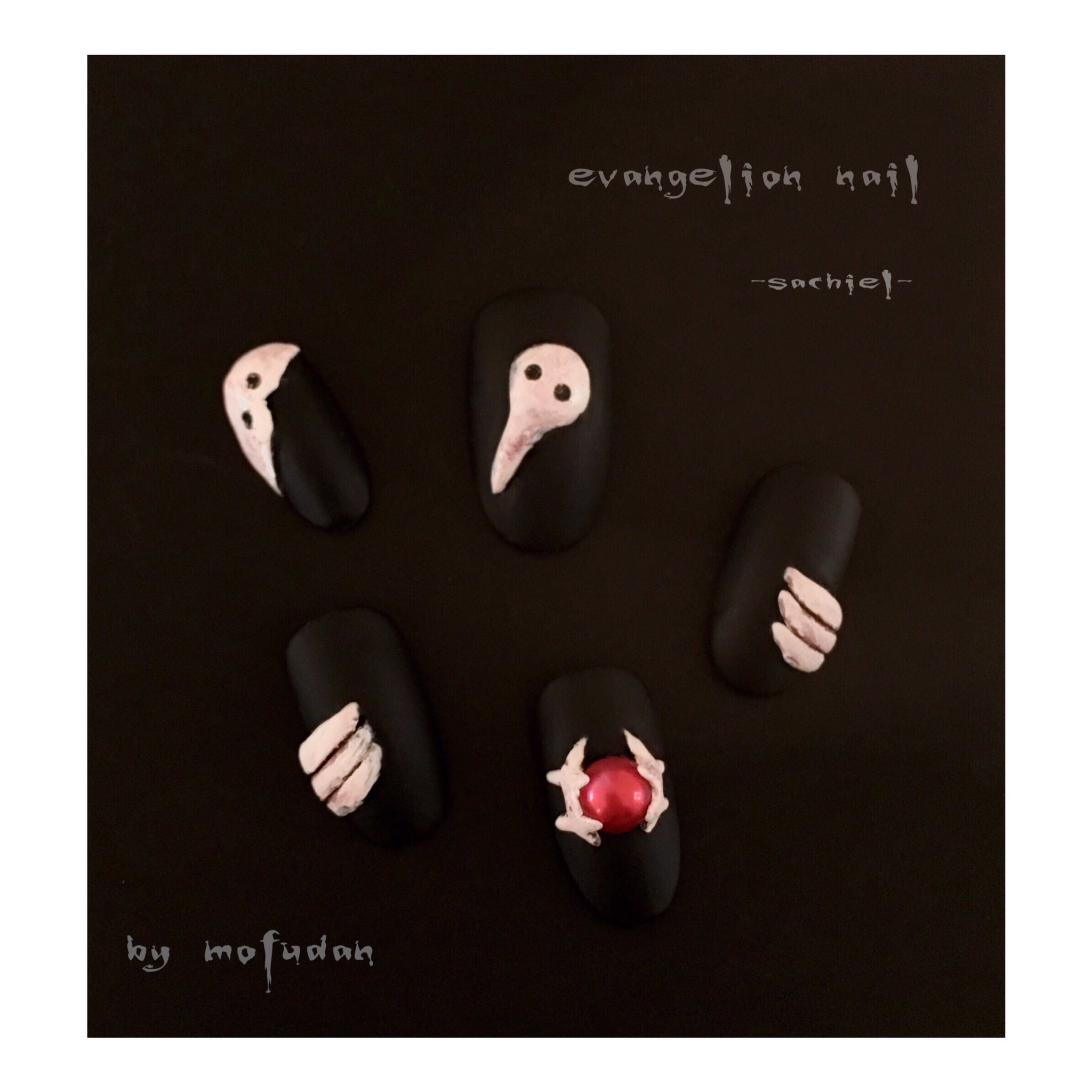 O Xrhsths もふの旦那 Sto Twitter 使徒サキエルネイル サキエルの顔 肩 核 脚をポリッシュで立体的にしてネイルに いつもサキエルと一緒にいたいという貴方にオススメのネイルデザインです ピョヴァンゲリオン Pyovangelion