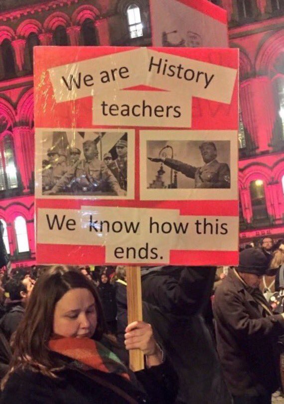 cyclingkev's tweet photo. School Teachers Against Trump
"We are history teachers, we know how this ends." https://t.co/r6AH5yy3Rz