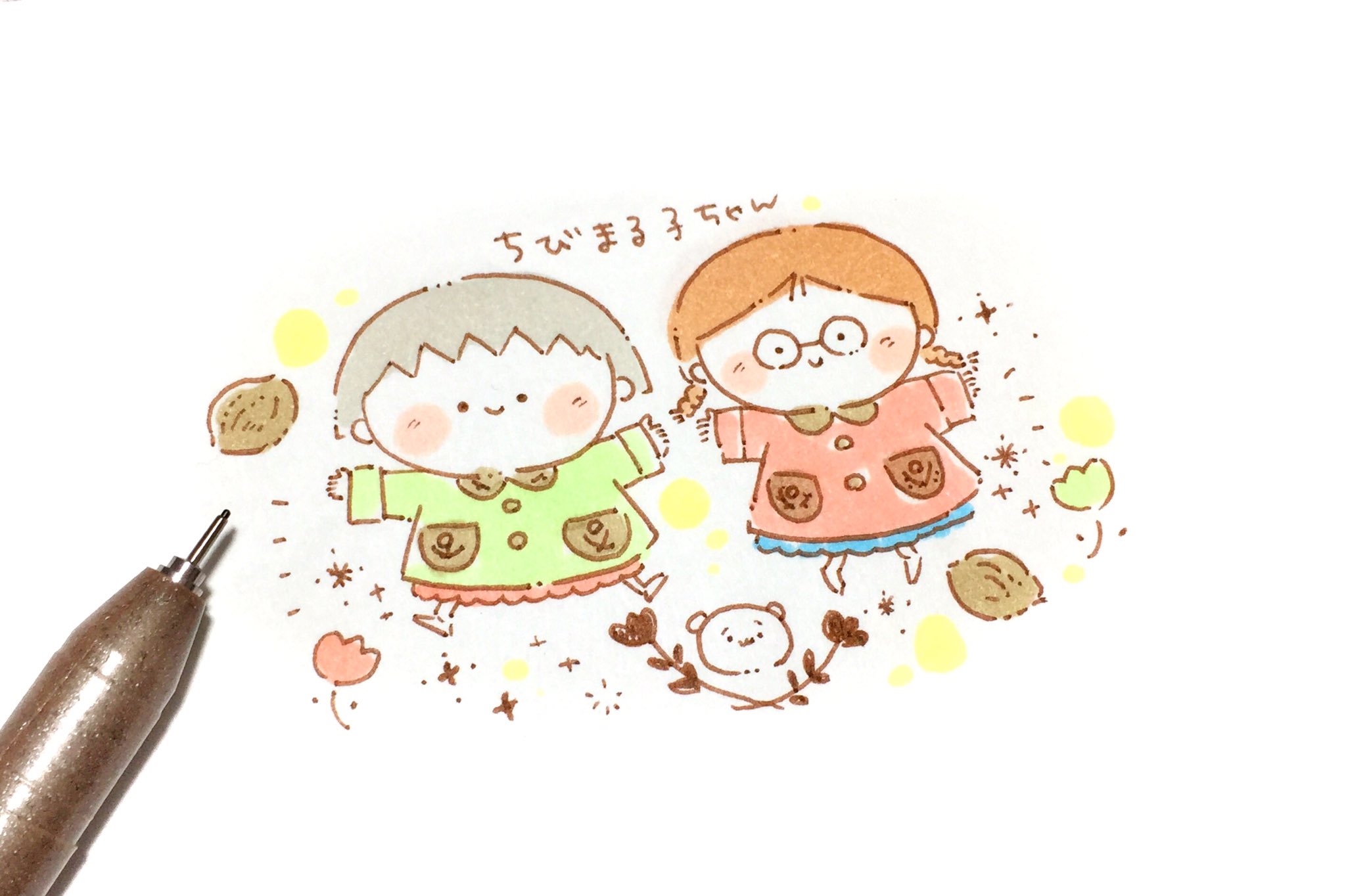 ふじもとめぐみ ちびまる子ちゃん まるちゃんとたまちゃんが考えて お互いのお母さんが作ったお揃いのコートがとっても良かった 胡桃のボタンなんてあるんだなあ 刺繍の柄も可愛いかった T Co Gezcppzwcn Twitter
