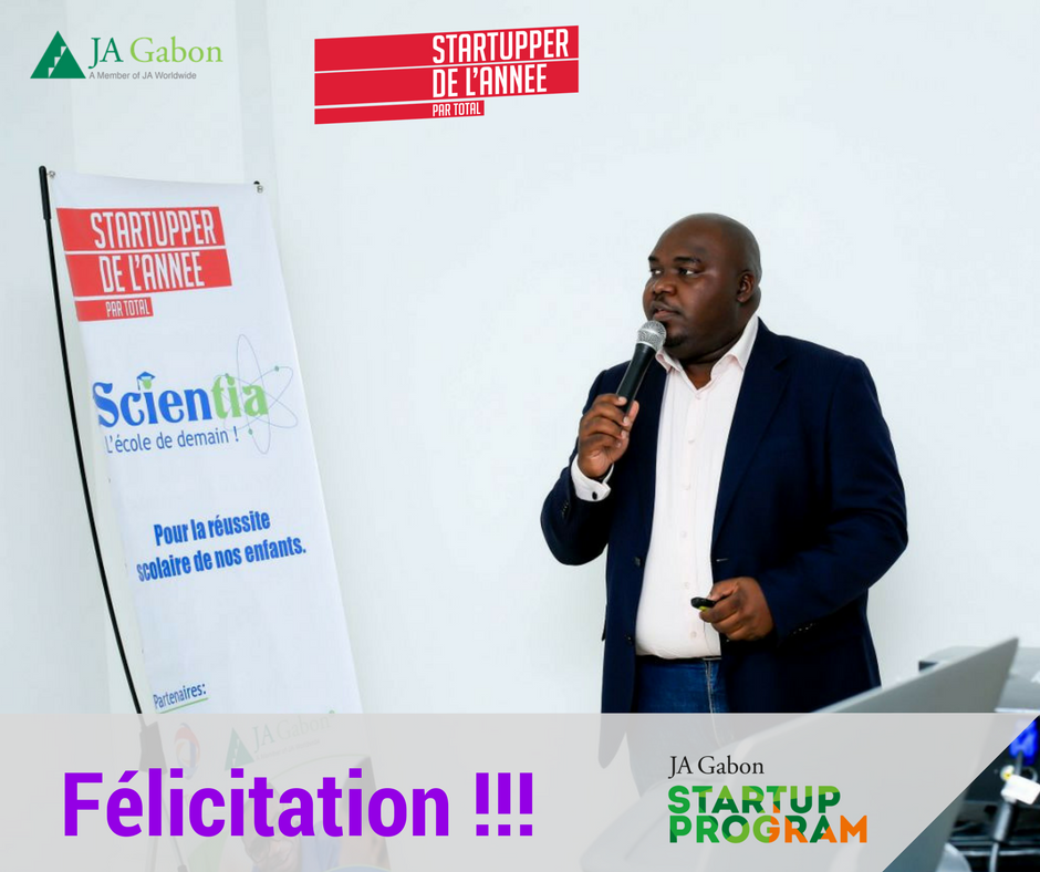 ja_gabon's tweet photo. Lancement officiel de la plate- forme @ScientiaGabon par @ClaudeOussou, lauréat #StartupperbyTotal à #espacepme. Toutes nos félicitations. https://t.co/LDBkoEjzjN