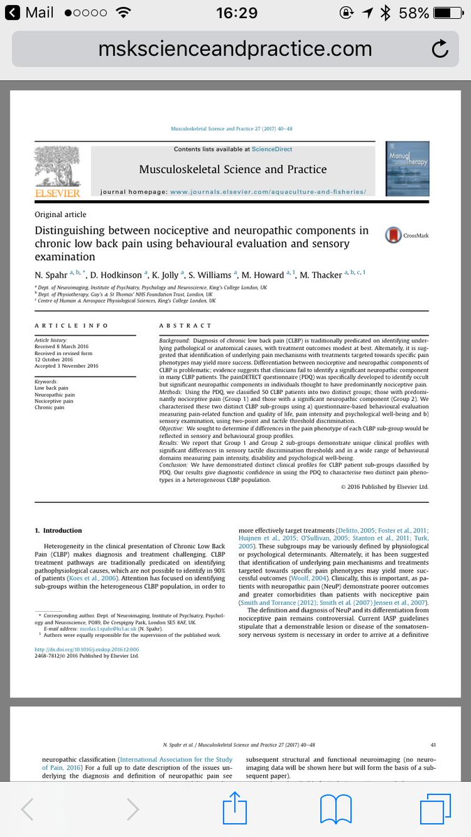 MSKPhysioJnl's tweet photo. Distinguishing bw nociceptive +neuropathic components in LBP using behavioural evaluation +sensory exam @dibbygibby 
https://t.co/SwfqzM4kxZ https://t.co/pQdVwramsy