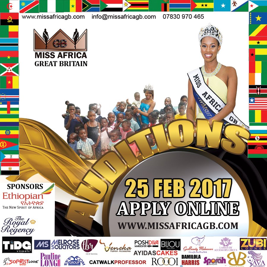 NollywoodUncut's tweet photo. Apply for Miss Africa Great Britain 2017 https://t.co/MueqjqDoDv  Auditions on Saturday 25th Feb in London. https://t.co/0LyAsS2NDM
