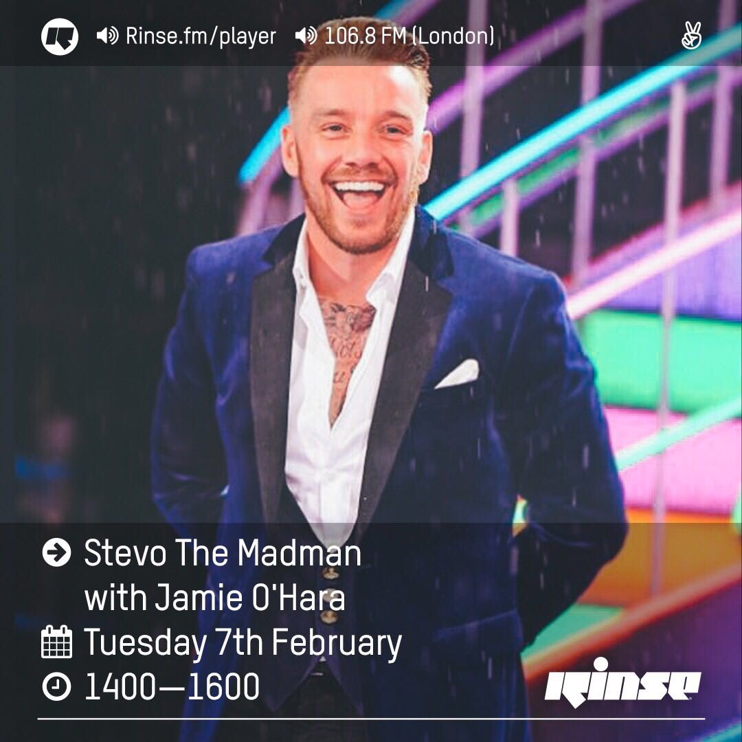 jaw_mgmt's tweet photo. Can't wait for this! @Mrjamieohara1 on @RinseFM with the ledge that is @StevoTheMadMan on Tues 7th of Feb! #music #football #cbb https://t.co/NLgytgLQoe