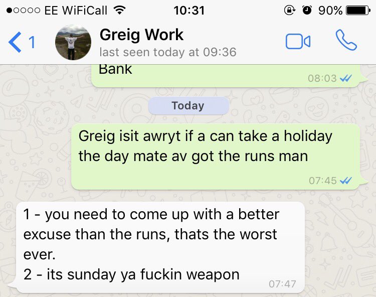 Scottish man messages boss asking for day off, gets a hilarious response