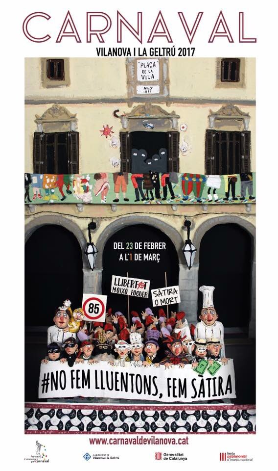 carnavalvng's tweet photo. El cartell del Carnaval de Vilanova i la Geltrú 2017. Artistes: Sergi Salvó (iakaré) i Irene GuallarQue #nofemlluentonsfemsàtira https://t.co/T7AzzMEFrh