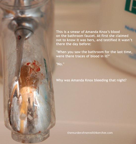 JackJ4MK's tweet photo. #AmandaKnox herself dated her blood in the bathroom to the time of Meredith's murder during her trial testimony. https://t.co/0Nz2lmfVSo