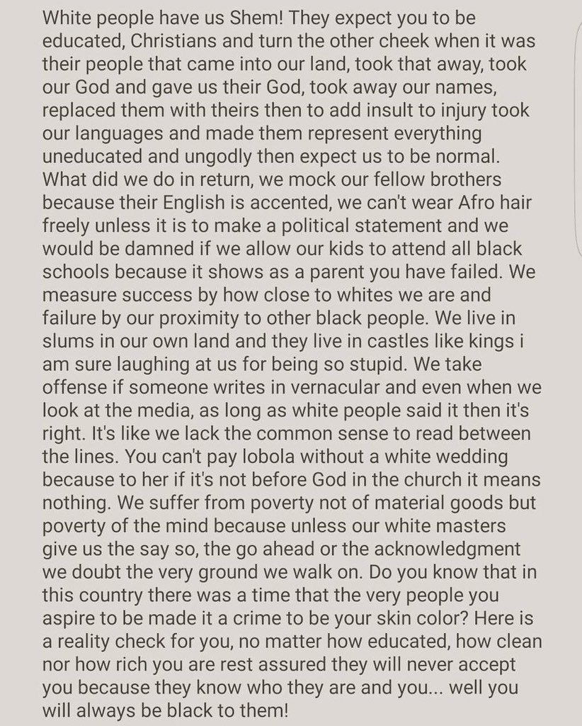 Thabiso_Dlamini's tweet photo. Are you black? If yes, then read this. 
Salute to the author. https://t.co/HkwTJkjBYS