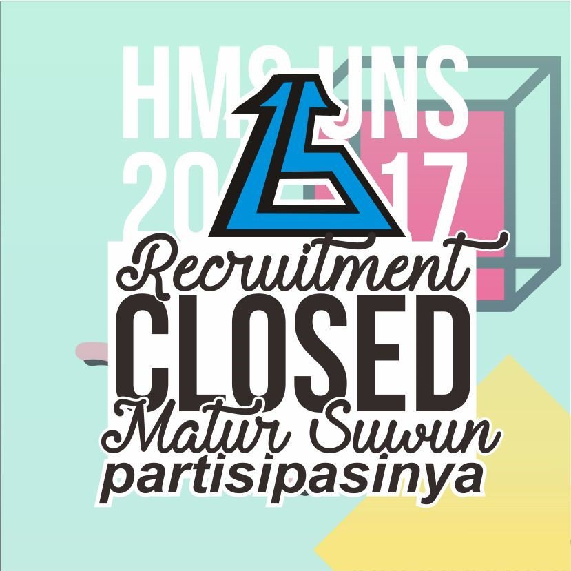 Recruitment staff HMS UNS 2017 officially closed. Terima Kasih angkatan 2014 dan 2015, semoga amanah diperiode ini! #satuhms #hmsuns