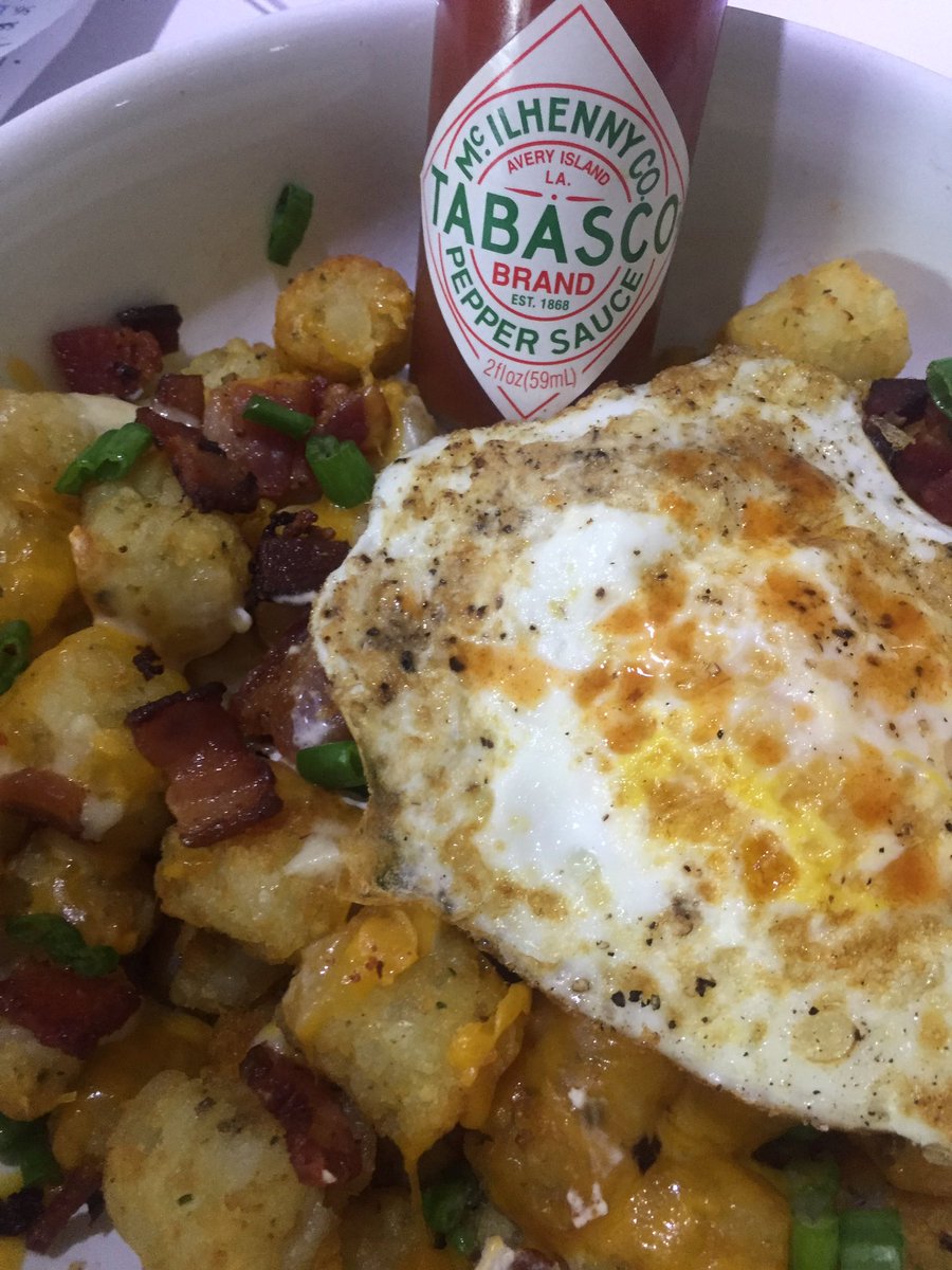 Wisconsin_Brat's tweet photo. Starting off Super Bowl Sunday with a BANG! Potatoes, bacon, eggs &amp; cheese and @TABASCO ! #gamechangercontest https://t.co/jHVA7TzWRE