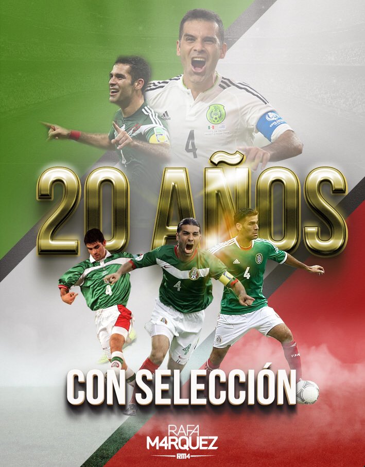 RafaMarquezMX's tweet photo. 20 años de haber cumplido un sueño, representar a mi país con  @miseleccionmx 🇲🇽 Gracias México por tantas memorias juntos. #4ctitud https://t.co/yLHsCxZ7VU