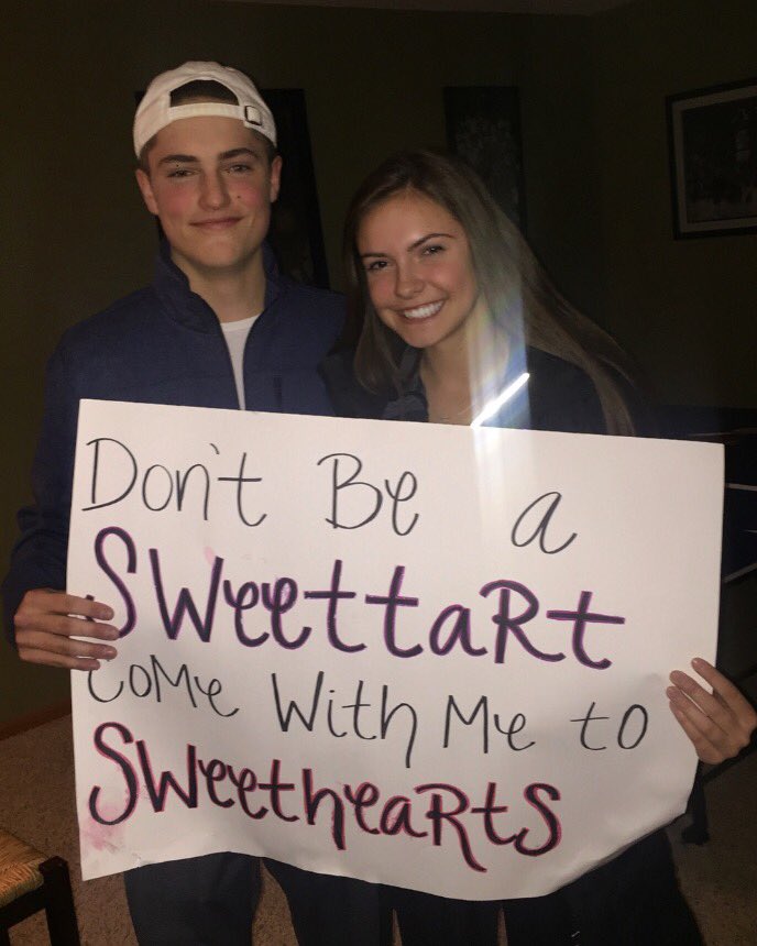 gracejondal's tweet photo. Sweethearts w/ @BillyBingham43 (not pictured: already eaten sweet tarts) @plhssweethearts https://t.co/BgCXvxBghp