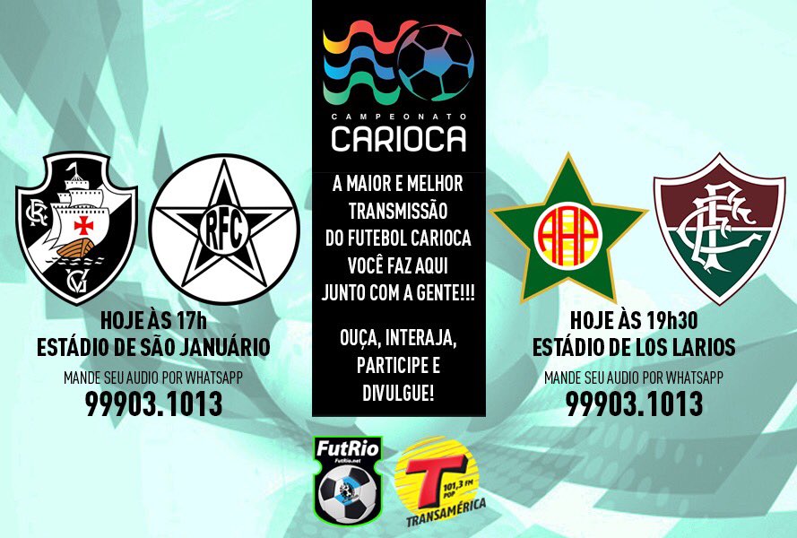 transaesporte's tweet photo. Carioca na Transa!Agora @vascodagama e @Resende_FC com @cantarellibruno @brunoazevedoTr e @FalaBlu !Logo depois Portuguesa x @FluminenseFC https://t.co/WTymaRgv9H
