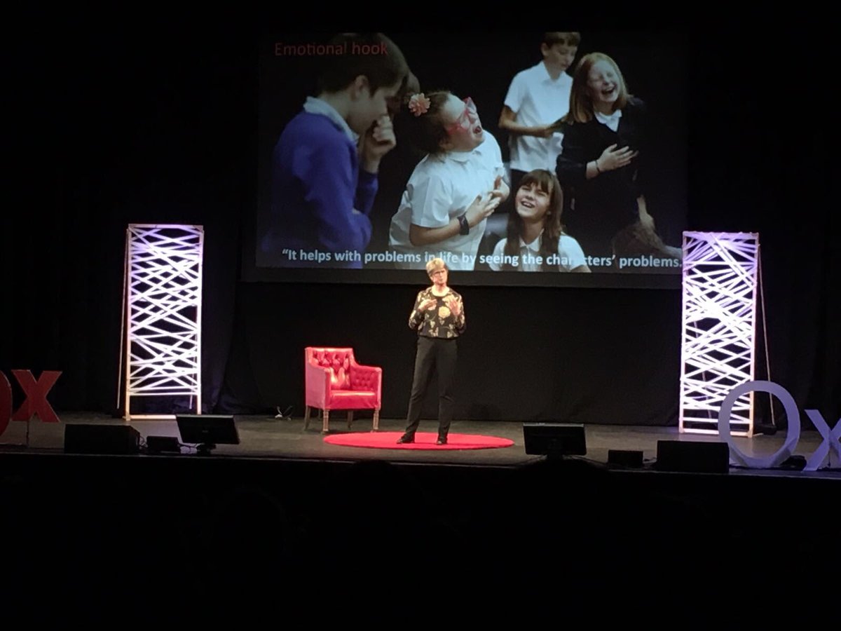 TEDxOxford's tweet photo. C. Mallyon speaking about improving self-confidence in children with Shakespeare. Original, exciting idea #xchangeseverything @TEDxOxford https://t.co/Zq5rhUEu5w