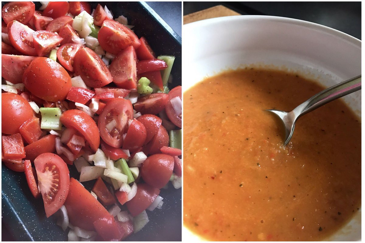 CatherineHack1's tweet photo. Pretty pleased with my roast tomato and red pepper soup 🍅🍅🌶🌶
.......standby for freshly baked banana bread too 🍌🍌🍌🍞
#blp17 #cleanandtasty https://t.co/Liztnav5jb