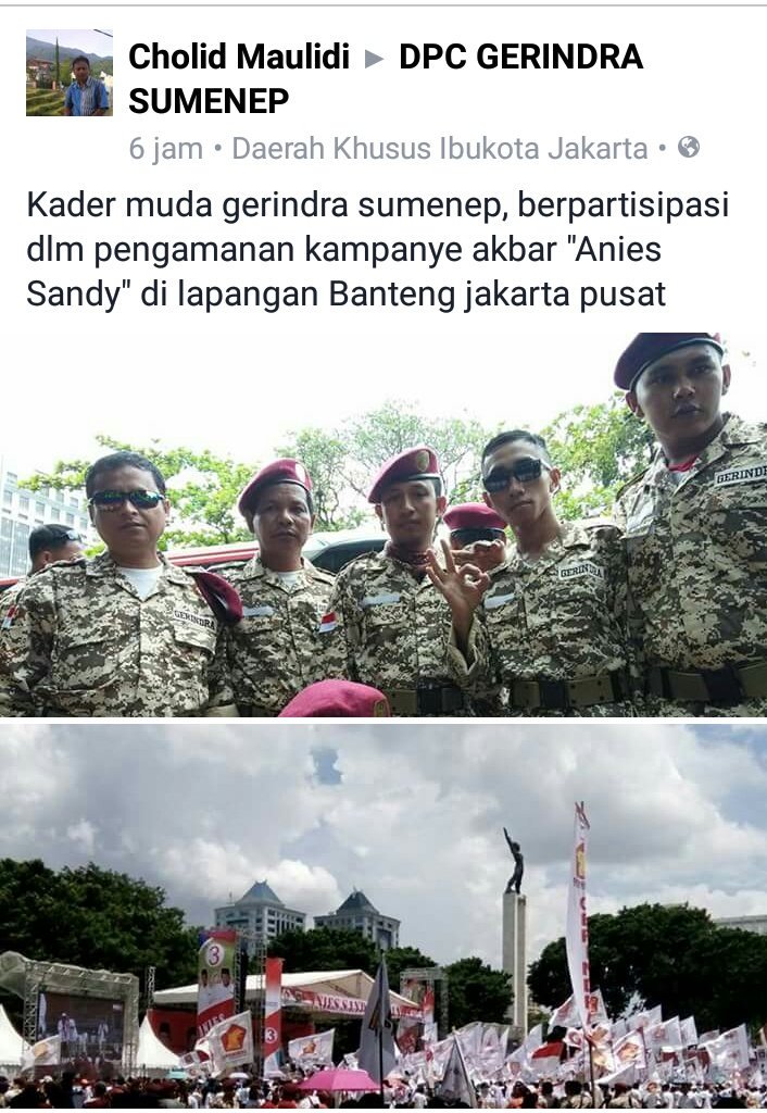 Apick83's tweet photo. @Gerindra @GerindraSumenep @prabowo @sandiuno, kader muda gerindra sumenep ikut berpartisipasi dalam pengamanan kampanye ANIS SANDY https://t.co/Q1Cx9texXH
